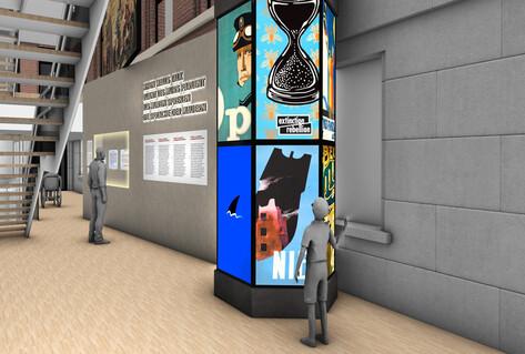 Mock-up of introduction area of Walls exhibition